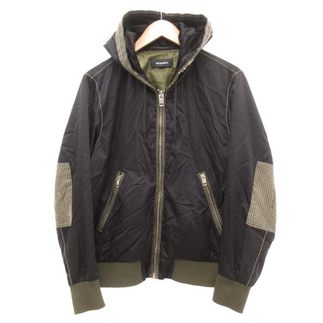 【中古】ディーゼル DIESEL マウンテンパーカー ジャケット ナイロン S 黒 ブラック カーキ /JS ■GY38 メンズ