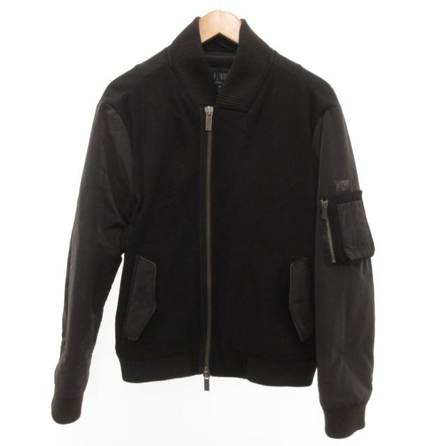 【中古】アルマーニ ジーンズ ARMANI JEANS ボンバージャケット 中綿 ブルゾン 切替 ロゴ M 黒 ブラック /JS ■GY38