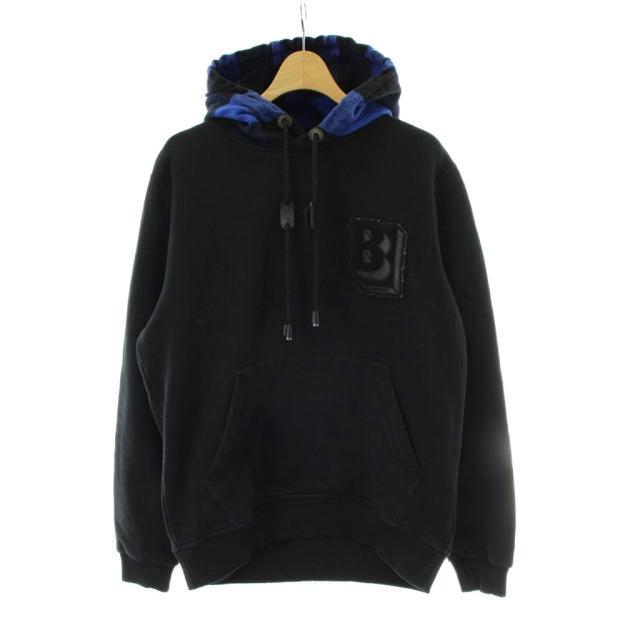【中古】バーバリー ロンドン BURBERRY LONDON レターグラフィック プルオーバーパーカー フーディー S 黒 ブラック