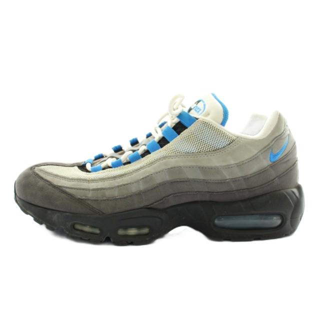 【中古】NIKE Air Max 95 Crystal Blue スニーカー レザー メッシュ ローカット US9 27?p グレー 青 AT8696-100