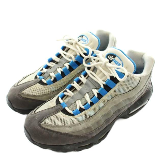 【中古】NIKE Air Max 95 Crystal Blue スニーカー レザー メッシュ ローカット US9 27?p グレー 青 AT8696-100_1