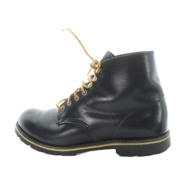 【中古】レッドウィング REDWING USA製 ベックマン ワークブーツ ビブラム ショート ロゴ レザー 黒 ブラック