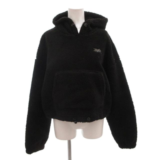 【中古】エックスガール x-girl 25AW BOA HOODIE PANTS セットアップ パーカー イージーパンツ ボア M 黒_1