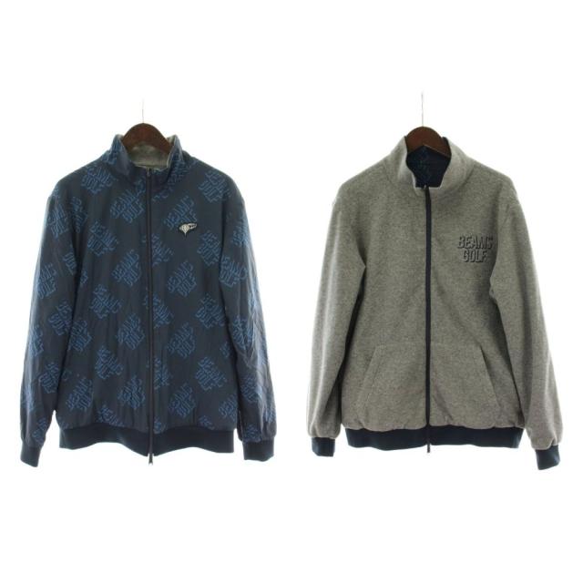 【中古】ビームスゴルフ BEAMS GOLF 23AW セットアップ ブルゾン フリース ナイロン リバーシブル L パンツ XL ネイビー_1