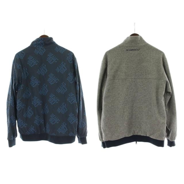 【中古】ビームスゴルフ BEAMS GOLF 23AW セットアップ ブルゾン フリース ナイロン リバーシブル L パンツ XL ネイビー_2