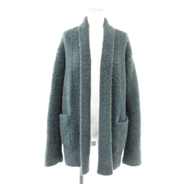 【中古】BAREFOOT DREAMS for RHC Ron Herman カーディガン 厚手 長袖 ショールカラー ロゴ S 青 SZMCC1456