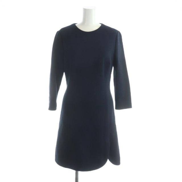 【中古】クリスチャンディオール Christian Dior 6E21683A1110 ロングワンピース 長袖 クルーネック 絹 シルク 34