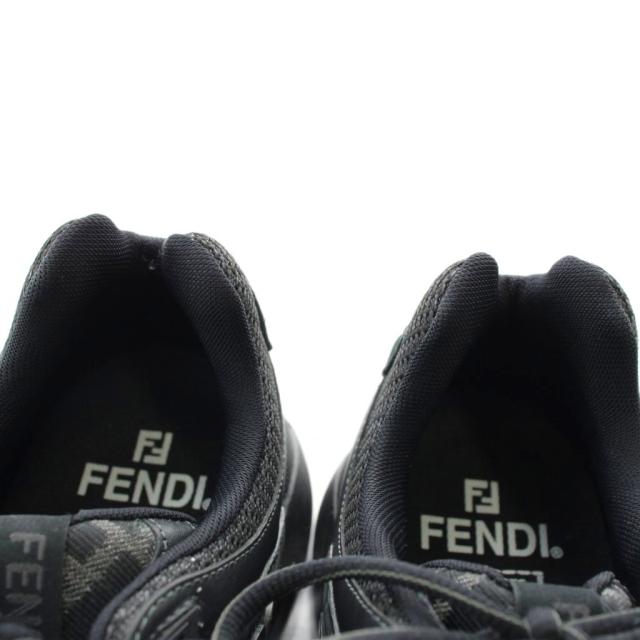【中古】FENDI Faster Trainers スニーカー レザー メッシュ ローカット FFロゴ 7 26cm 黒 ブラック 7E1555_3