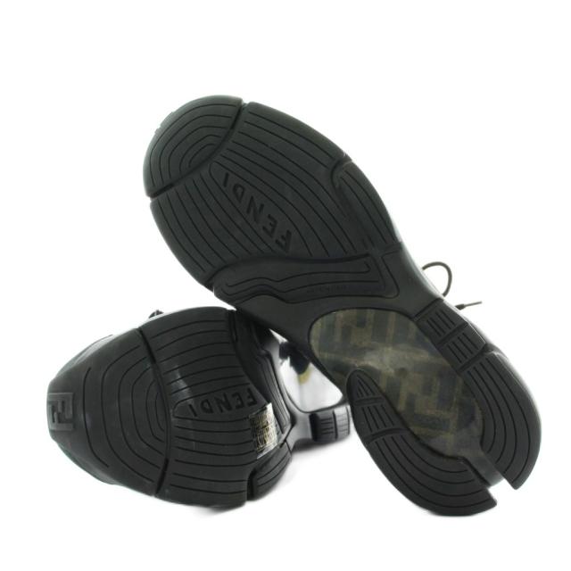 【中古】FENDI Faster Trainers スニーカー レザー メッシュ ローカット FFロゴ 7 26cm 黒 ブラック 7E1555_5