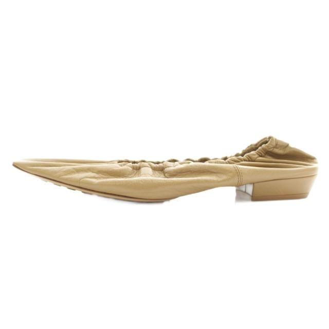 【中古】BOTTEGA VENETA パンプス フラットシューズ レザー スクエアトゥ ギャザー 36.5 23.5cm 茶色_1
