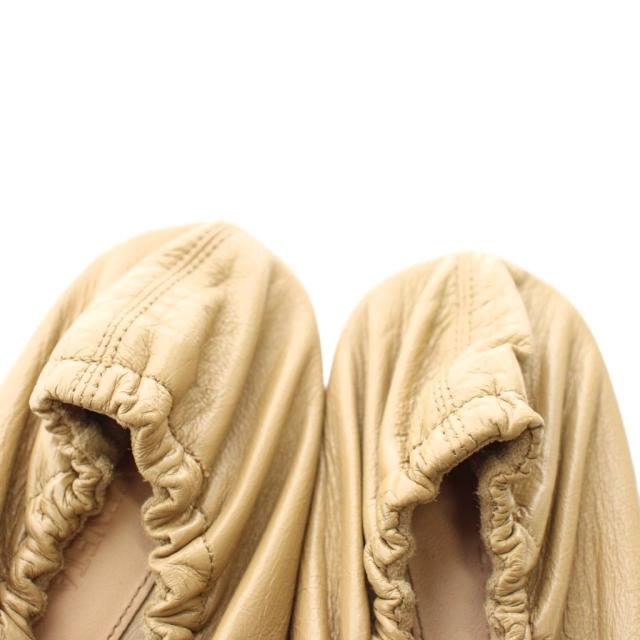【中古】BOTTEGA VENETA パンプス フラットシューズ レザー スクエアトゥ ギャザー 36.5 23.5cm 茶色_3