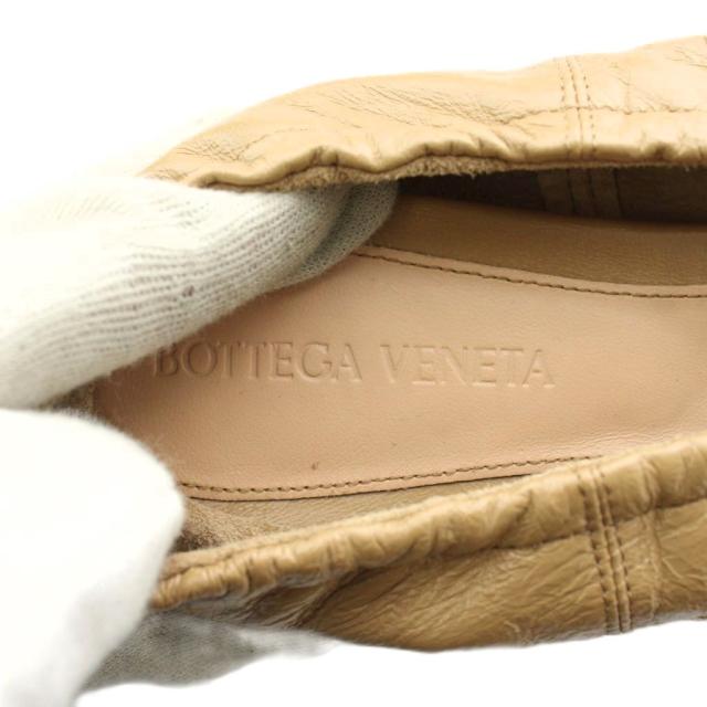 【中古】BOTTEGA VENETA パンプス フラットシューズ レザー スクエアトゥ ギャザー 36.5 23.5cm 茶色_6