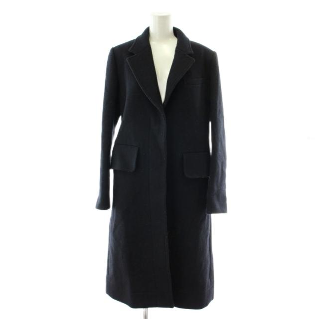 【中古】フォクシーニューヨーク FOXEY NEW YORK チェスターコート ウール 38 ネイビー 紺色 長袖 ノッチドラペル