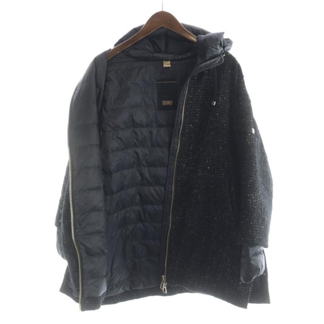 【中古】デュノ DUNO ダウンコート ツイード モヘヤ混  アルパカ混 40 S 黒 ブラック JW531E_5