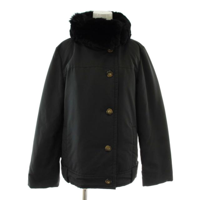 【中古】マックスマーラ ウィークエンドライン MAX MARA WEEKEND LINE 中綿ジャケット アウター 襟ファー 40 黒