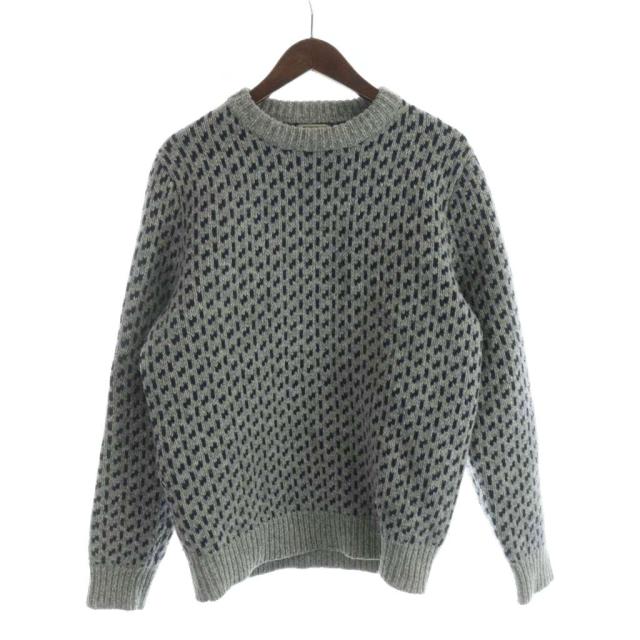 【中古】エルエルビーン L.L.BEAN フェアアイルセーター ニット 長袖 ロゴ 総柄 M グレー ■GY19 /MQ メンズ
