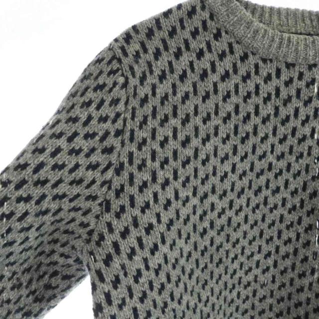 【中古】エルエルビーン L.L.BEAN フェアアイルセーター ニット 長袖 ロゴ 総柄 M グレー ■GY19 /MQ メンズ