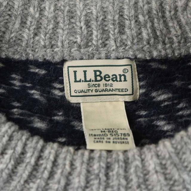 【中古】エルエルビーン L.L.BEAN フェアアイルセーター ニット 長袖 ロゴ 総柄 M グレー ■GY19 /MQ メンズ
