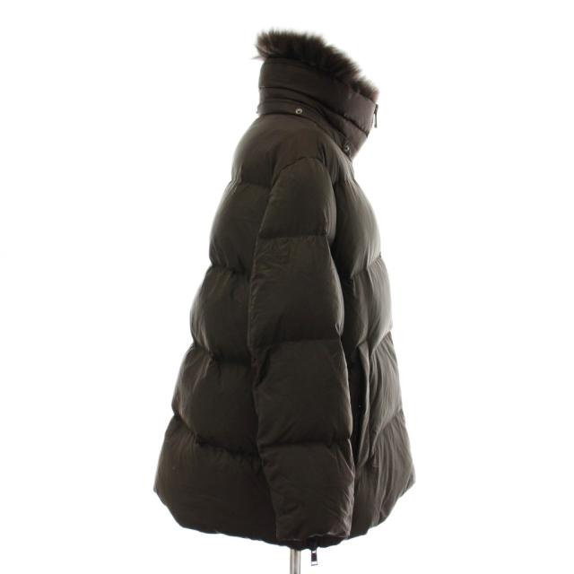 【中古】YVES SALOMON 24AW ARMY Aライン ダウンジャケット アウター ナイロン ファー オーバーサイズ 36 茶色_1
