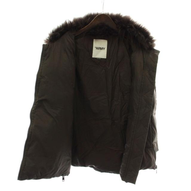 【中古】YVES SALOMON 24AW ARMY Aライン ダウンジャケット アウター ナイロン ファー オーバーサイズ 36 茶色_3