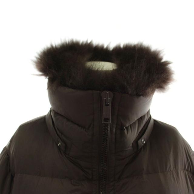 【中古】YVES SALOMON 24AW ARMY Aライン ダウンジャケット アウター ナイロン ファー オーバーサイズ 36 茶色_4