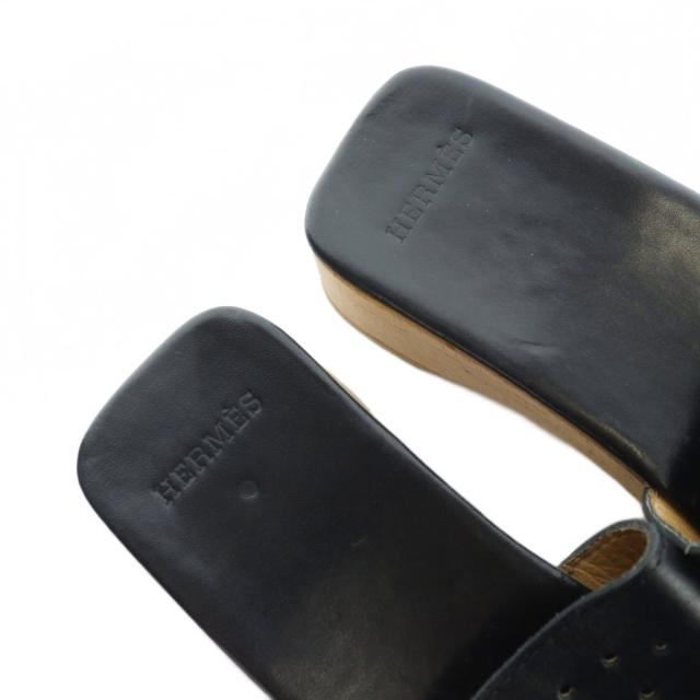中古】エルメス HERMES エブリン ウッドサンダル ミュール パンチング