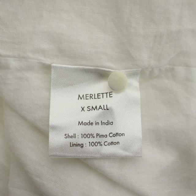 【中古】マーレット Merlette ワンピース ピマコットン XS 白 ホワイト 半袖 ひざ丈 フレアシルエット リボン /PP_5