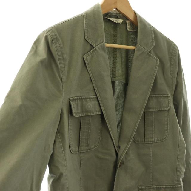 【中古】エルエルビーン L.L.BEAN テーラード ジャケット ミリタリー エルボーパッチ コットン 40 カーキ 276207_2