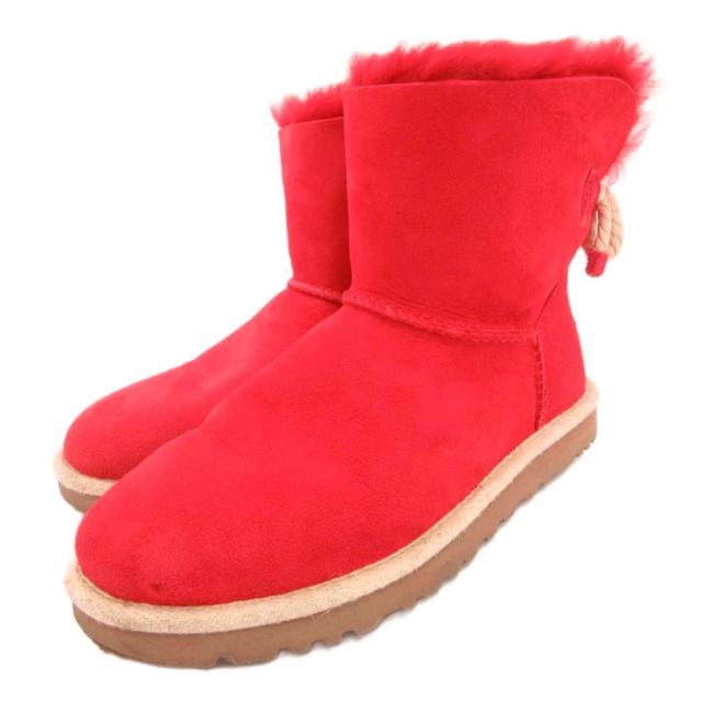 【中古】アグ オーストラリア UGG australia 1006493 W SELENE ムートンブーツ ボア スエードレザー US6 23cm 赤