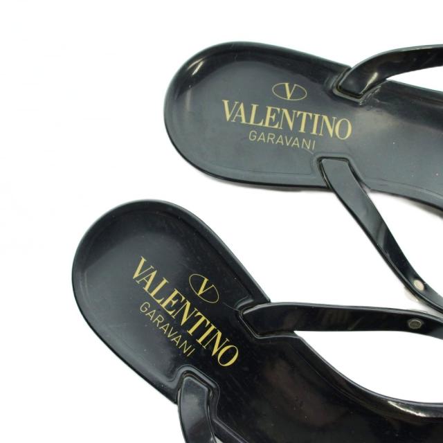 【中古】ヴァレンティノ ガラヴァーニ VALENTINO GARAVANI ビーチサンダル フラット リボン スタッズ 38 黒