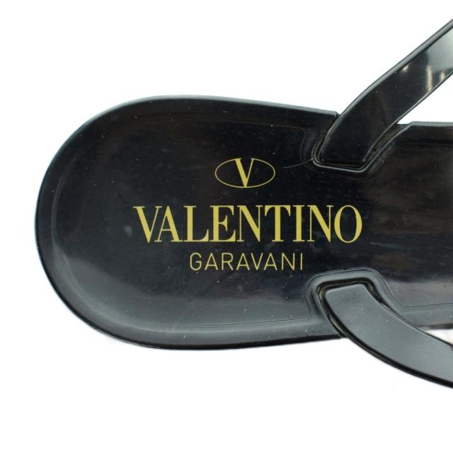 【中古】ヴァレンティノ ガラヴァーニ VALENTINO GARAVANI ビーチサンダル フラット リボン スタッズ 38 黒