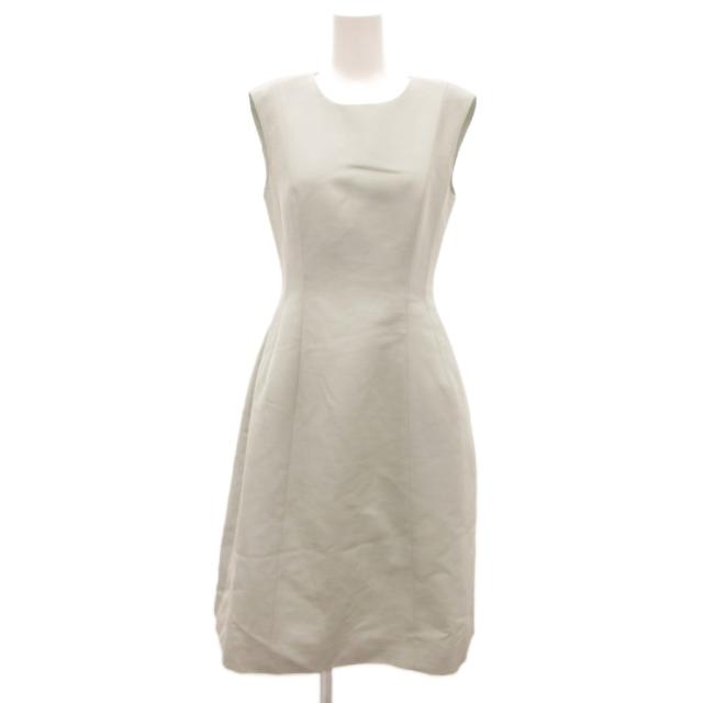 【中古】フォクシー FOXEY ノースリーブワンピース ウール シルク混 ミモレ ロング 38 ブルーグレー /JS ■GY19