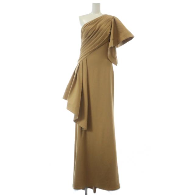 【中古】タダシショージ TADASHI SHOJI ドレス ワンショルダー ロング ケープ XXS ベージュ