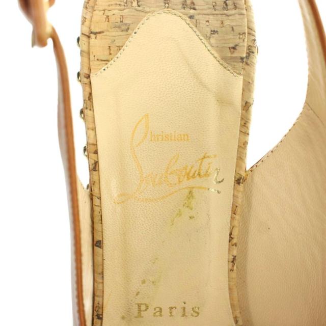 【中古】クリスチャンルブタン Christian louboutin パンプス オープンバック ウェッジソール レザー ロゴ スタッズ_6
