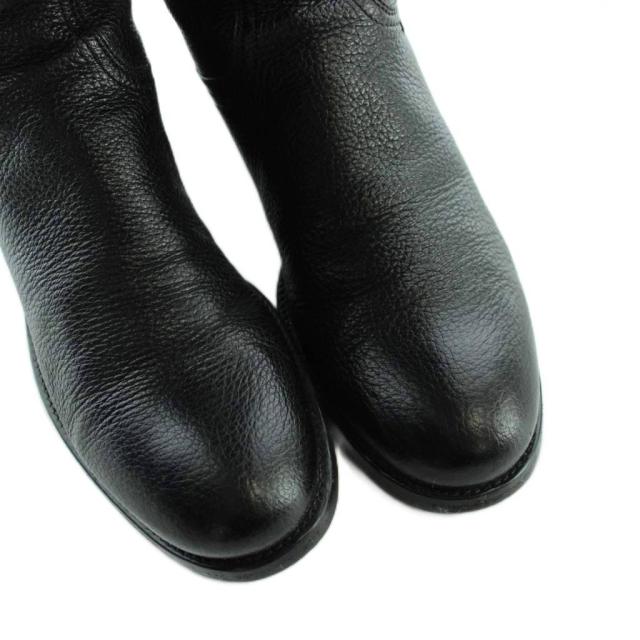 【中古】プラダ PRADA エンジニアブーツ グレインレザー ロング ロゴ ラウンドトゥ 36 23cm 黒 ブラック ■GY19 /MQ_3
