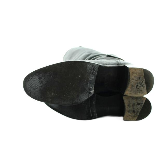 【中古】プラダ PRADA エンジニアブーツ グレインレザー ロング ロゴ ラウンドトゥ 36 23cm 黒 ブラック ■GY19 /MQ_4
