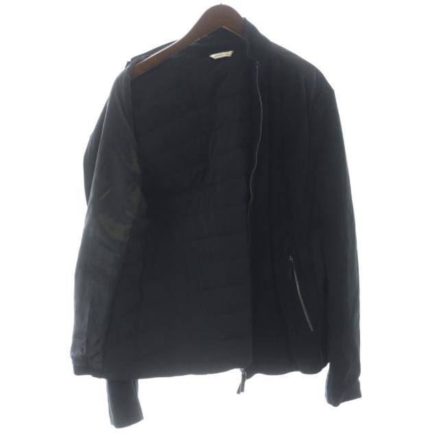 【中古】アルマーニ コレツィオーニ ボンバージャケット ブルゾン 羊革 スエード レザー 中綿 切替 54 XL 黒_2