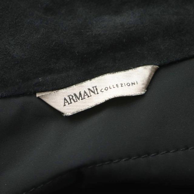 【中古】アルマーニ コレツィオーニ ボンバージャケット ブルゾン 羊革 スエード レザー 中綿 切替 54 XL 黒_3