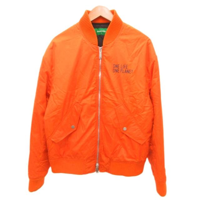 【中古】ディースクエアード DSQUARED2 22AW MA-1 ジャンパー 中綿ブルゾン ワッペン ジップアップ 48 オレンジ
