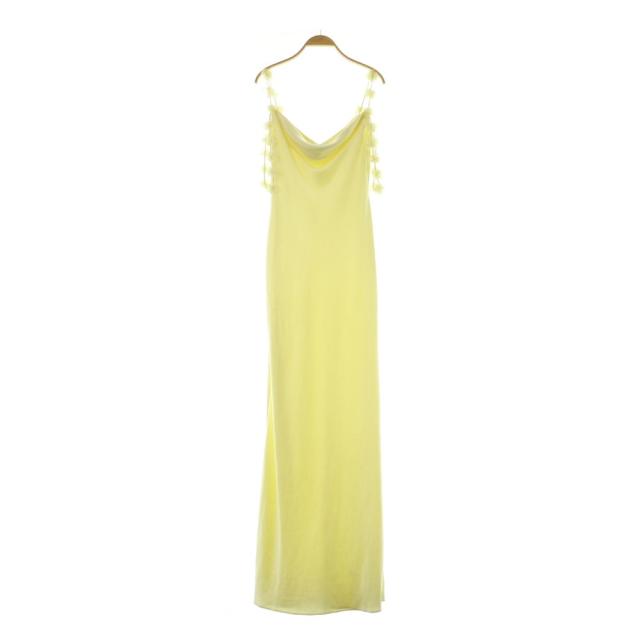 【中古】セルフポートレイト self-portrait YELLOW SATIN MAXI DRESS サテンワンピース ロング マキシ UK8 イエロー