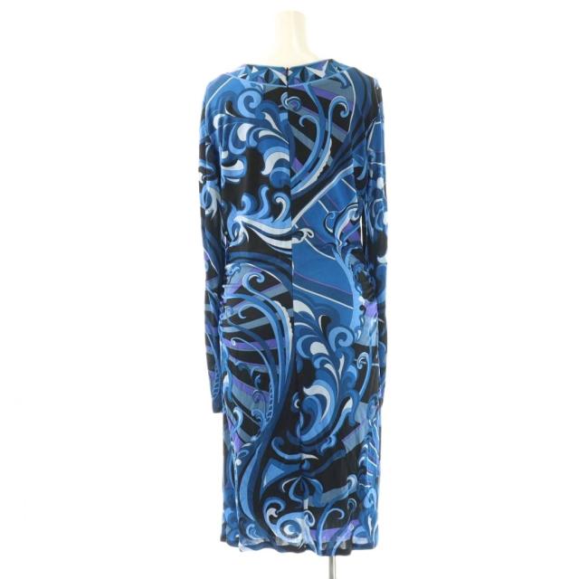【中古】エミリオプッチ EMILIO PUCCI ワンピース スクエアネック プッチ柄 I44 ブルー /MY ■OS ■GY19 レディース