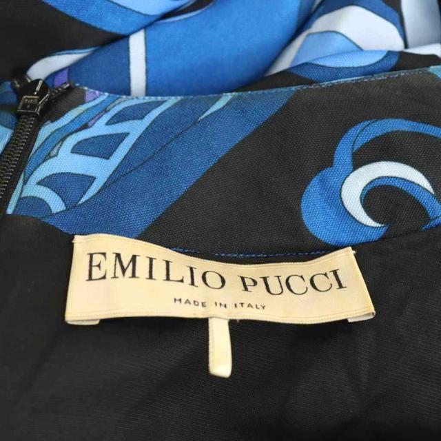 【中古】エミリオプッチ EMILIO PUCCI ワンピース スクエアネック プッチ柄 I44 ブルー /MY ■OS ■GY19 レディース