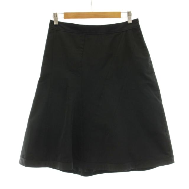 【中古】ジルサンダー JIL SANDER フレアスカート ひざ丈 シルク混 34 黒 ブラック BW359810 WF450600