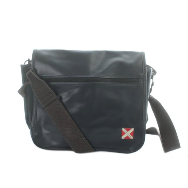 【中古】ラゲッジレーベル LUGGAGE LABEL メッセンジャーバッグ ショルダー 斜めがけ フラップ レザー ダークグレー