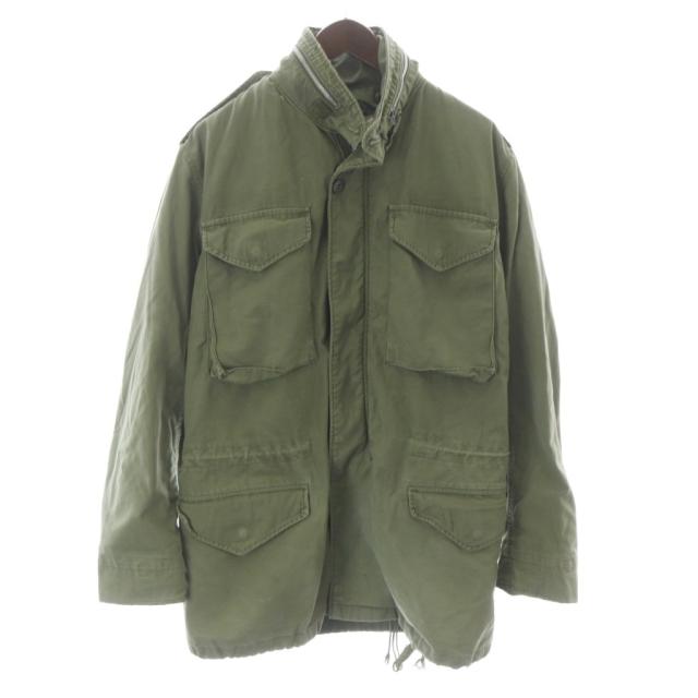【中古】US ARMY 60s 69年製 ALPHA社 M-65 ジャケット 2nd アルミジッパー 米軍 SMALL LONG オリーブグリーン