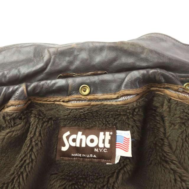 【中古】ショット SCHOTT 80s 90s USA製 G-1 フライトジャケット レザー 革ジャン ミリタリー 38 M 茶_4