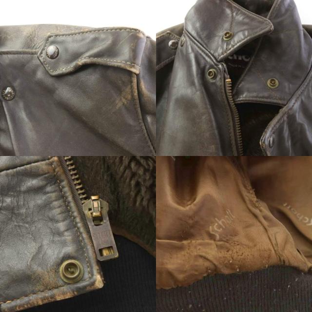 【中古】ショット SCHOTT 80s 90s USA製 G-1 フライトジャケット レザー 革ジャン ミリタリー 38 M 茶_7
