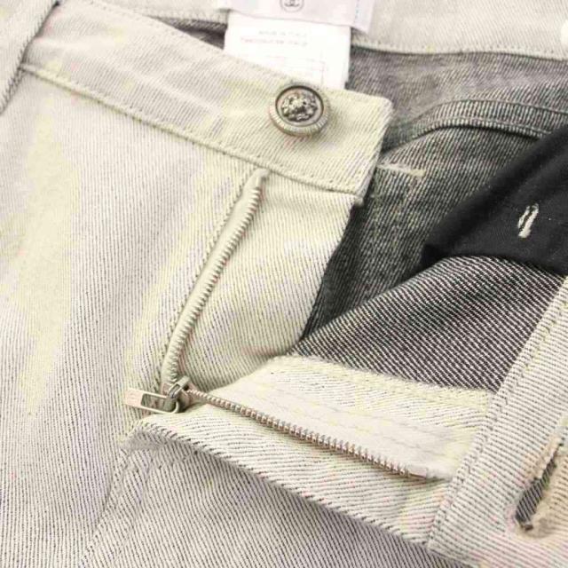 【中古】シャネル CHANEL 09P デニムパンツ ジーンズ ココマーク 36 ライトグレー ホワイト 無地 スリム P35408 /YM_3