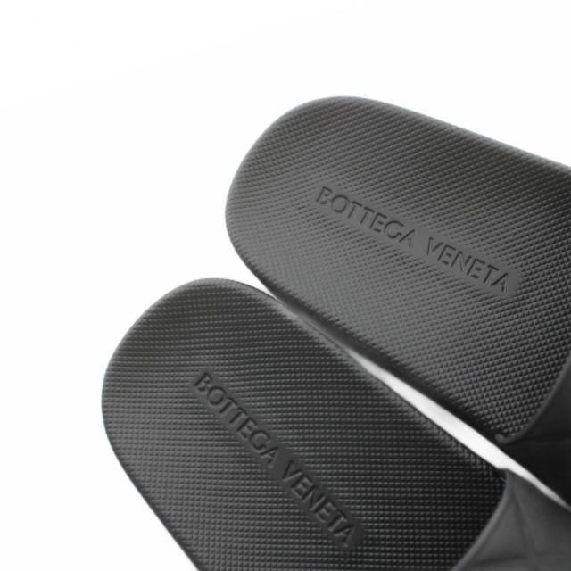 【中古】ボッテガヴェネタ BOTTEGA VENETA サンダル フラット イントレチャート 厚底 ロゴ スライド 37 黒 ブラック_3