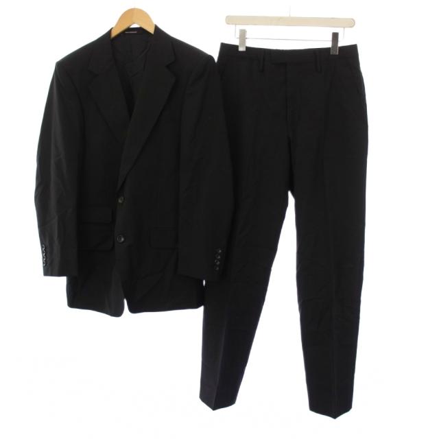 【中古】グッチ GUCCI シングルスーツ セットアップ 上下 テーラードジャケット パンツ ウール 46R 黒 ブラック 2B